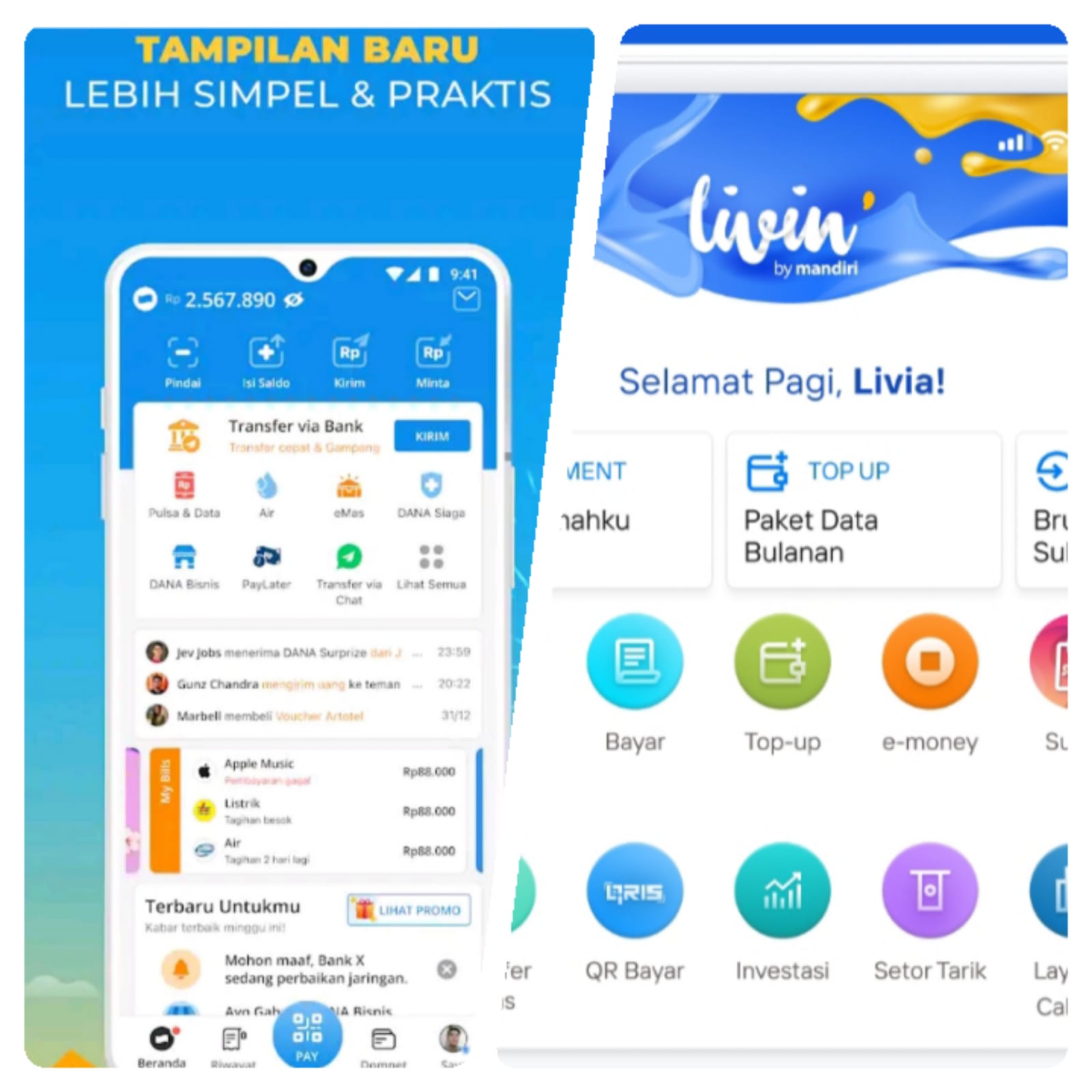 Livin Mandiri vs DANA, Mana Lebih Unggul?