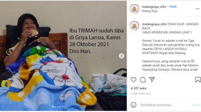 Cerita Pilu Trimah, Ibu yang Dititipkan Anaknya ke Panti Jompo