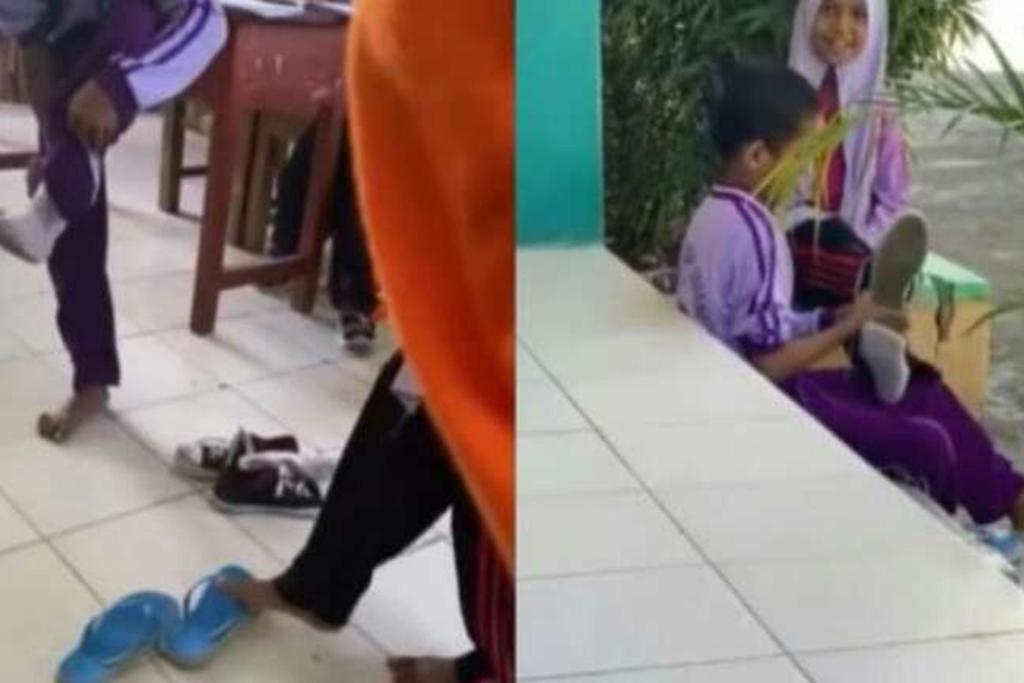 Kisah Pilu Kakak Beradik Bergantian Pakai Sepatu Sekolah