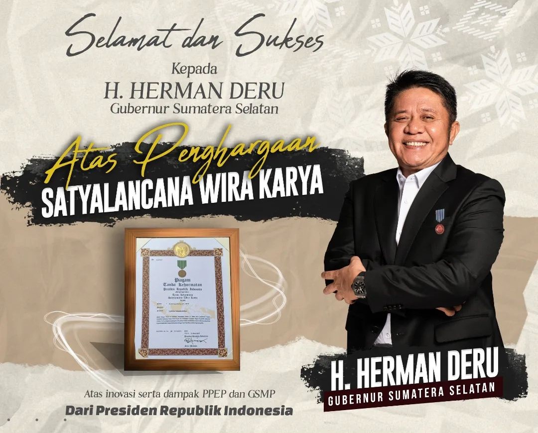 Gubernur Sumsel Herman Deru Raih Dua Penghargaan Bergengsi Tingkat Nasional, Ada yang tahu Penghargaan Apa?