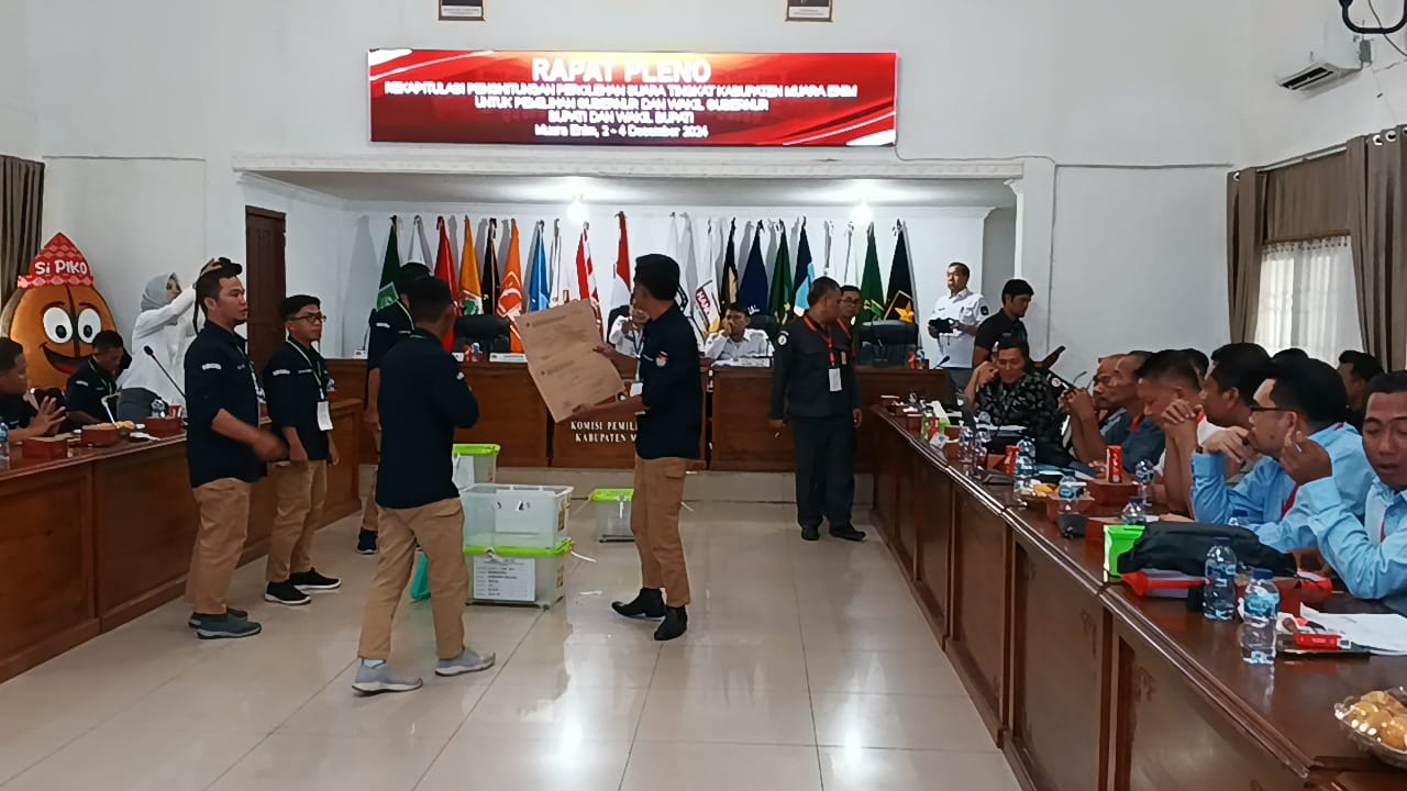 KPU Muara Enim Gelar Rapat Pleno Rekapitulasi Penghitungan Suara Pilkada Serentak 2024