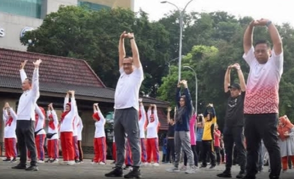 Sambut Pornas Korpri, Sekda Sumsel Laksanakan Senam Kebugaran Jasmani Bersama