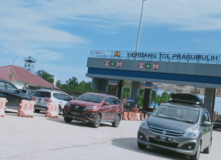 H+1 Lebaran 2023, Jalan Tol Indralaya-Prabumulih Ramai Lancar