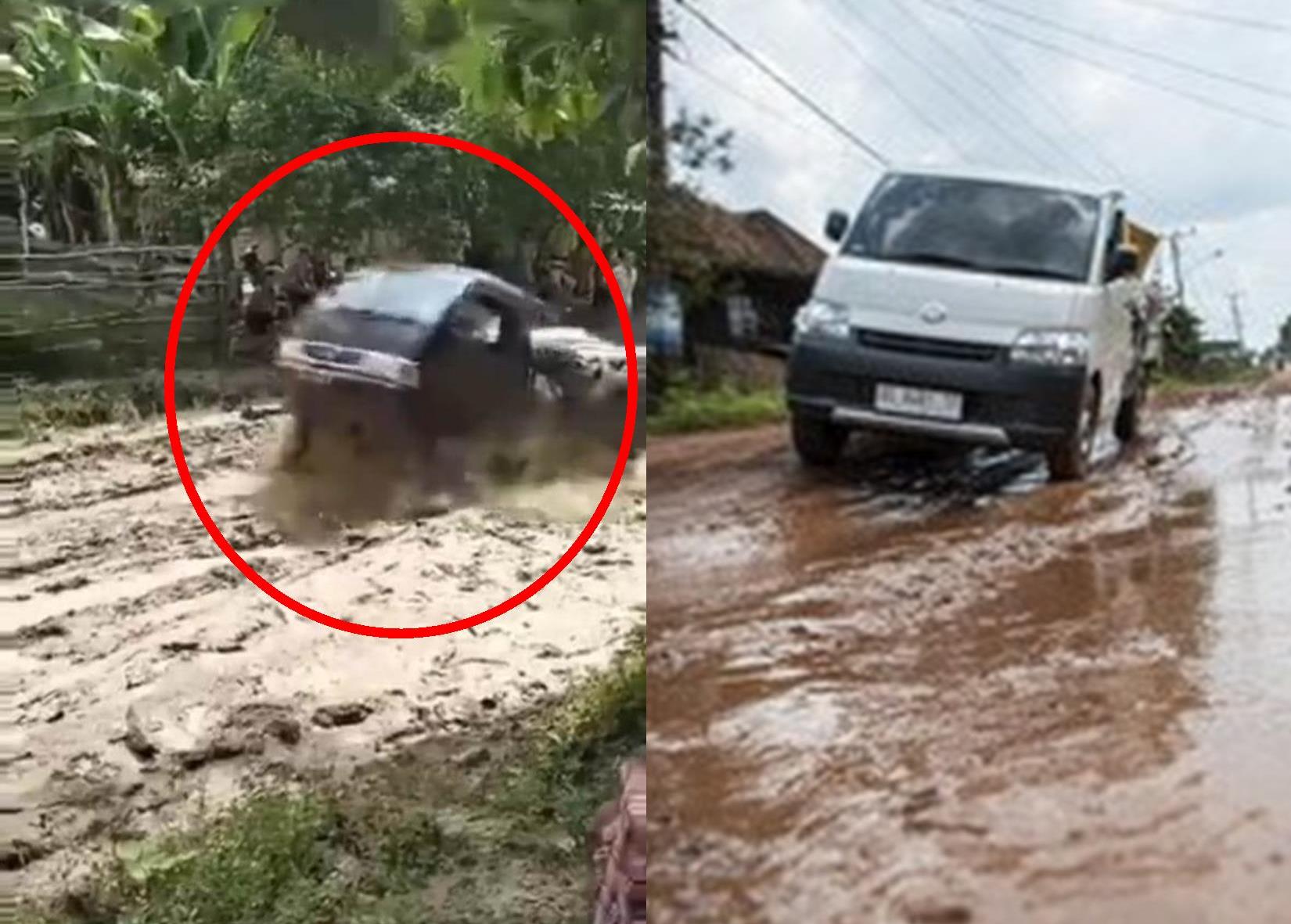 VIRAL, Jalan Rusak Berat di Sumsel, Mobil Seperti Offroad