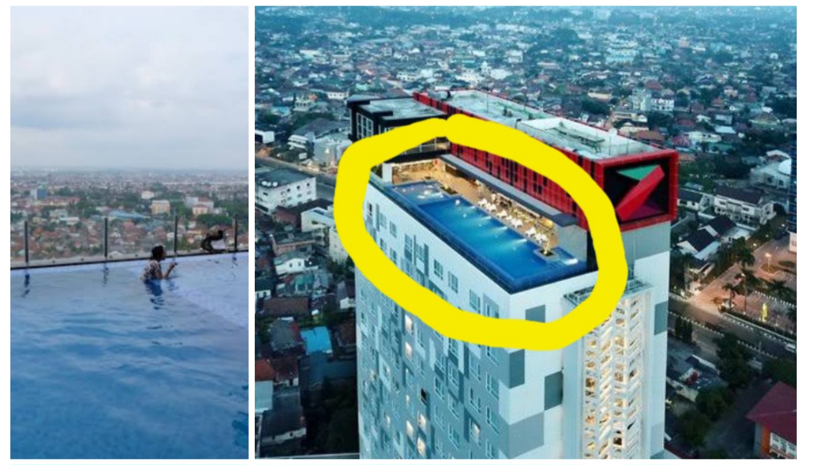 Tantang Adrenalinmu Berenang di Kolam Hotel Tertinggi di Palembang, Berasa di Atas Awan