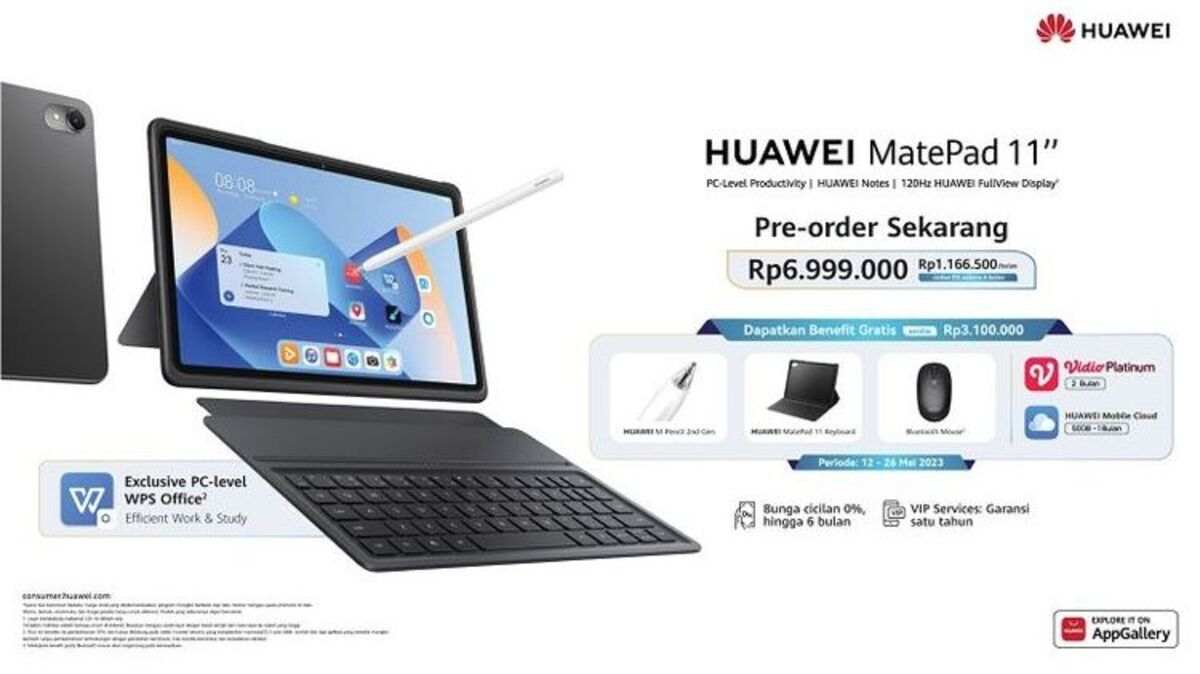 Huawei MatePad 11 2023, Tablet Terbaik dengan Kapasitas Baterai Besar 7.250 mAh , Cek Harganya Disini