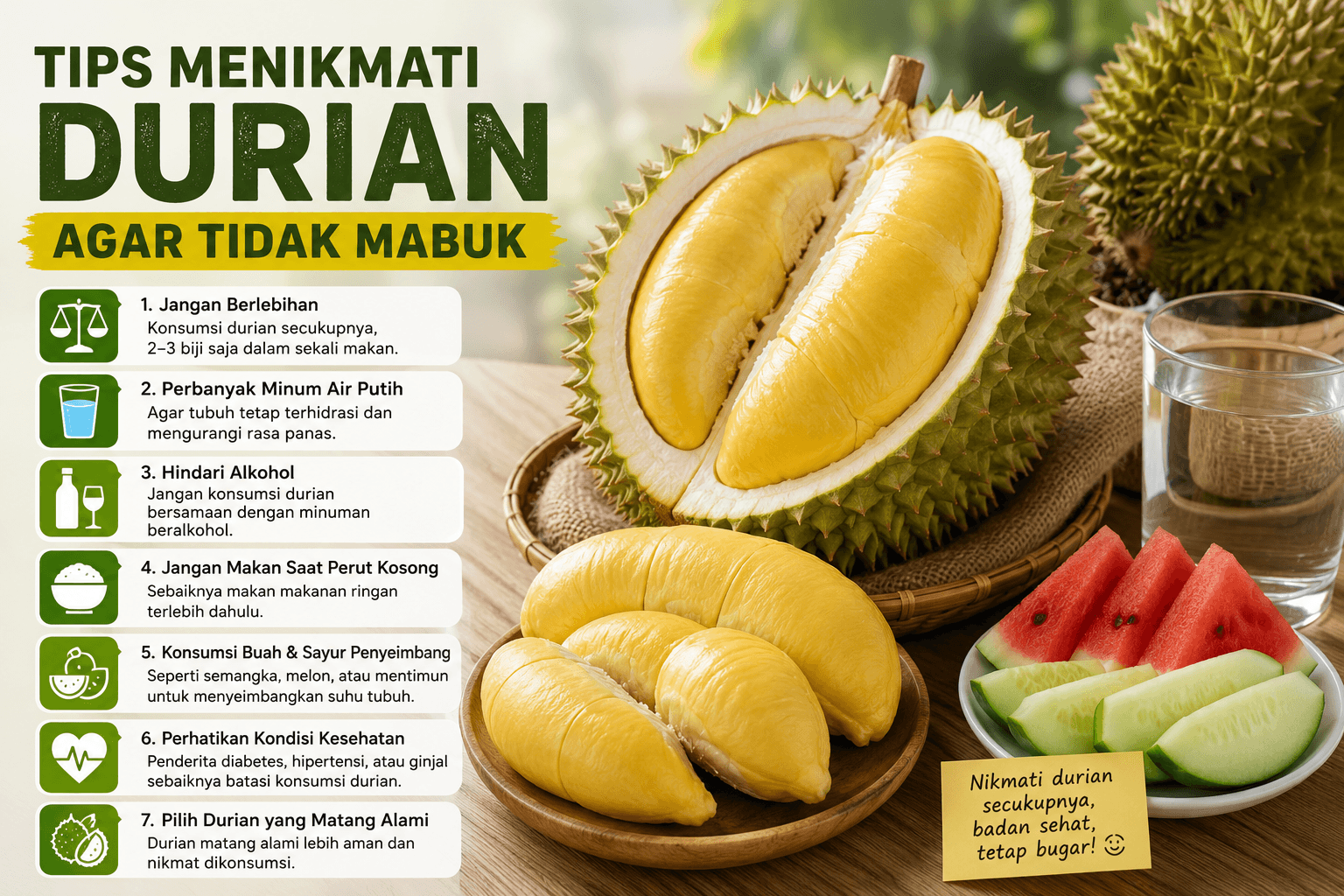 Pecinta 'Raja Buah' Wajib Tahu, Begini Tips Menikmati Durian Agar Tidak Mabuk