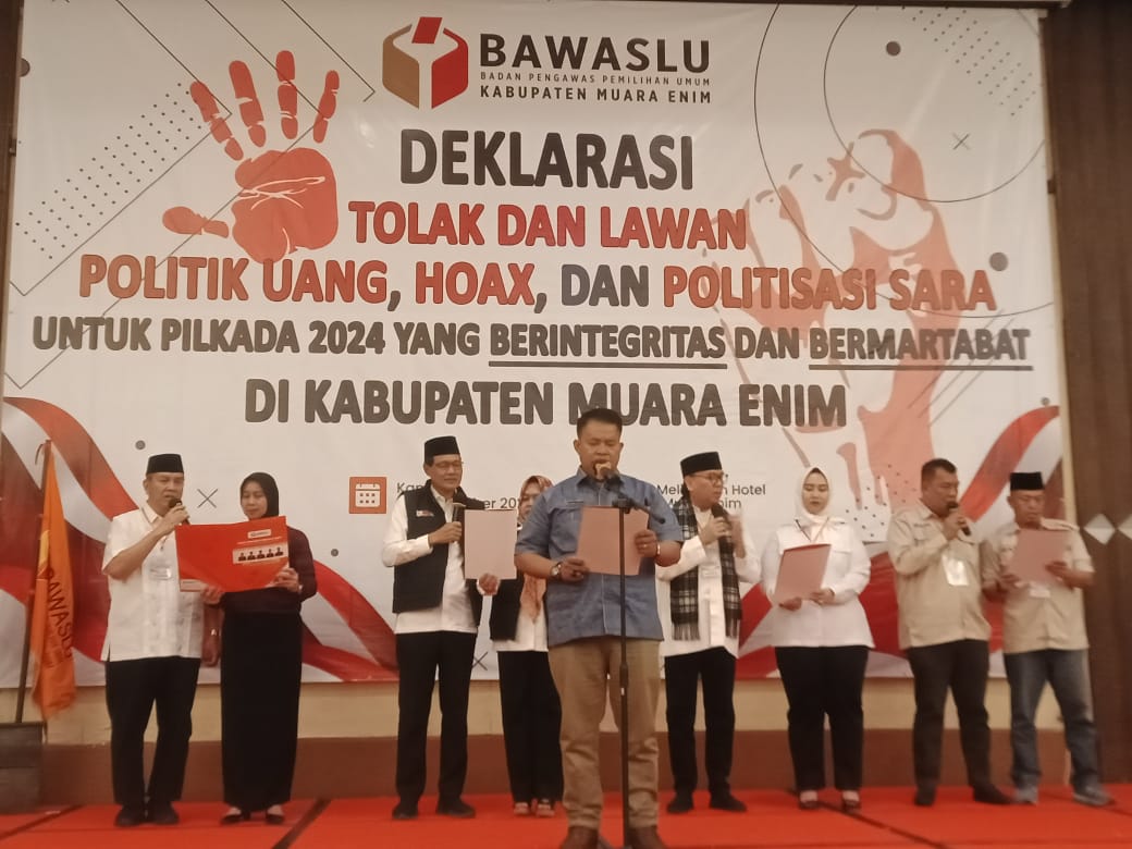 Bawaslu Muara Enim Ajak Seluruh Elemen Masyarakat Tolak Politik Uang, Hoaks dan Politisasi Sara