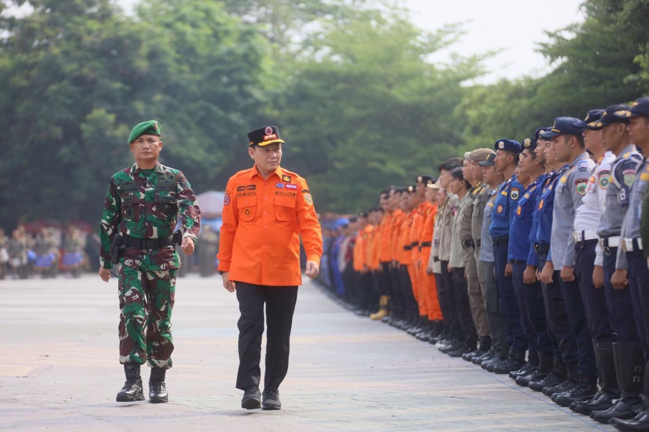 Pj Gubernur Pimpin Apel dan Simulasi Mitigasi Bencana Banjir di Provinsi Sumsel