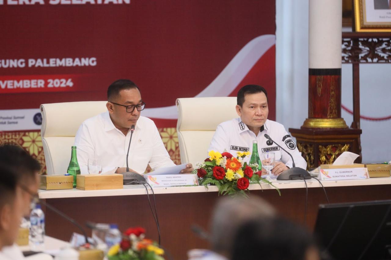 Kejar Target Pertumbuhan Ekonomi 8 Persen, Wamen Investasi dan Hilirisasi Rapat Bersama Pj Gubernur Sumsel