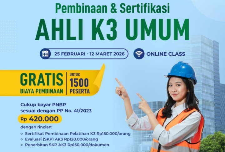 Gebrakan Baru! Kemnaker Buka Pelatihan Ahli K3 Umum Gratis