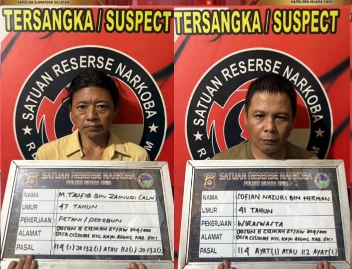 2 Pengedar Sabu Lintas Daerah Dibekuk Anggota Satresnarkoba Polres Muara Enim