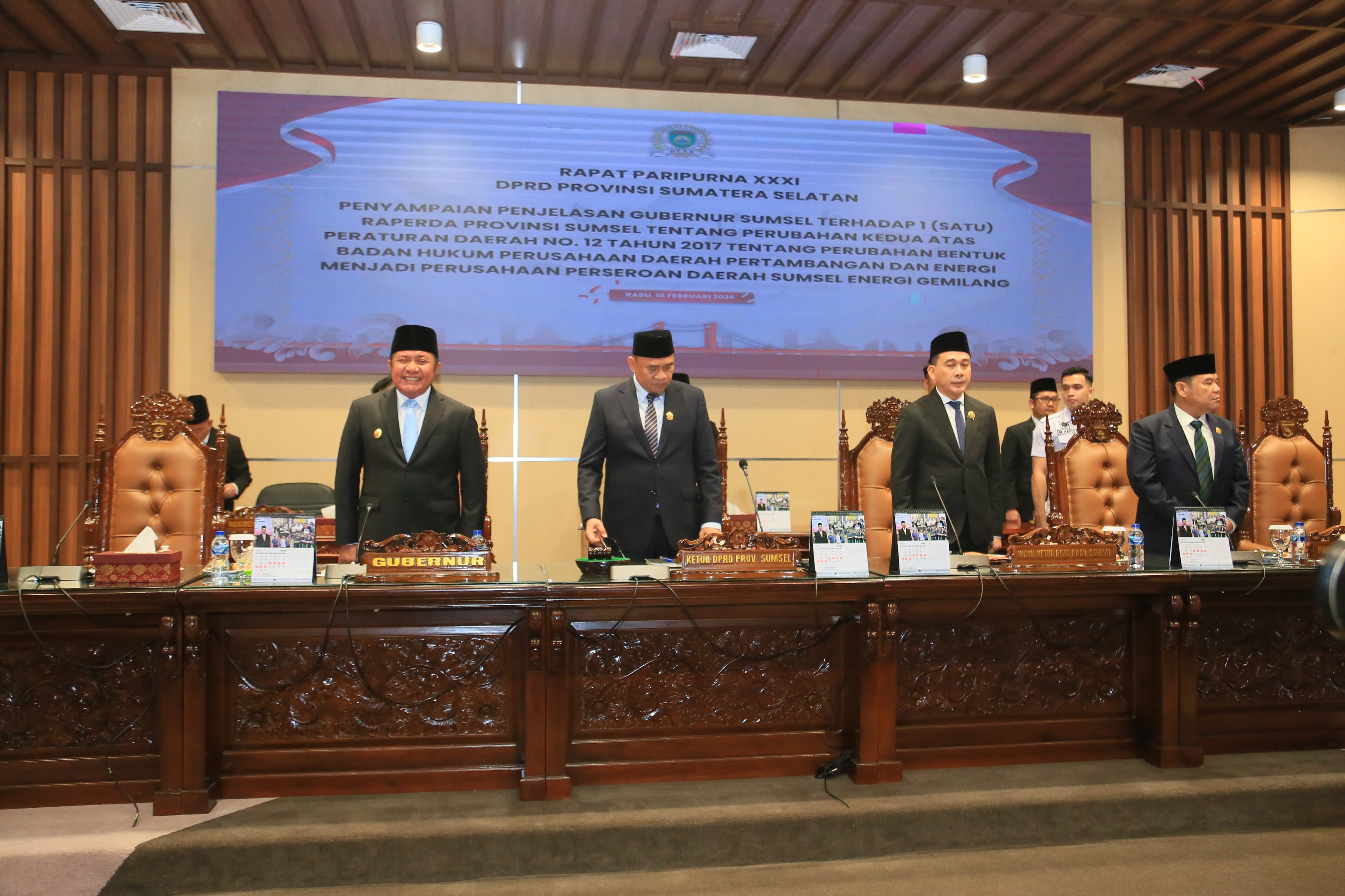 Penguatan BUMD untuk PSN, Gubernur Herman Deru Sampaikan Raperda Perubahan PT Sumsel Energi Gemilang