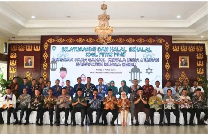 Pj Bupati Muara Enim Halal Bihalal Bersama Kades, Lurah dan Camat