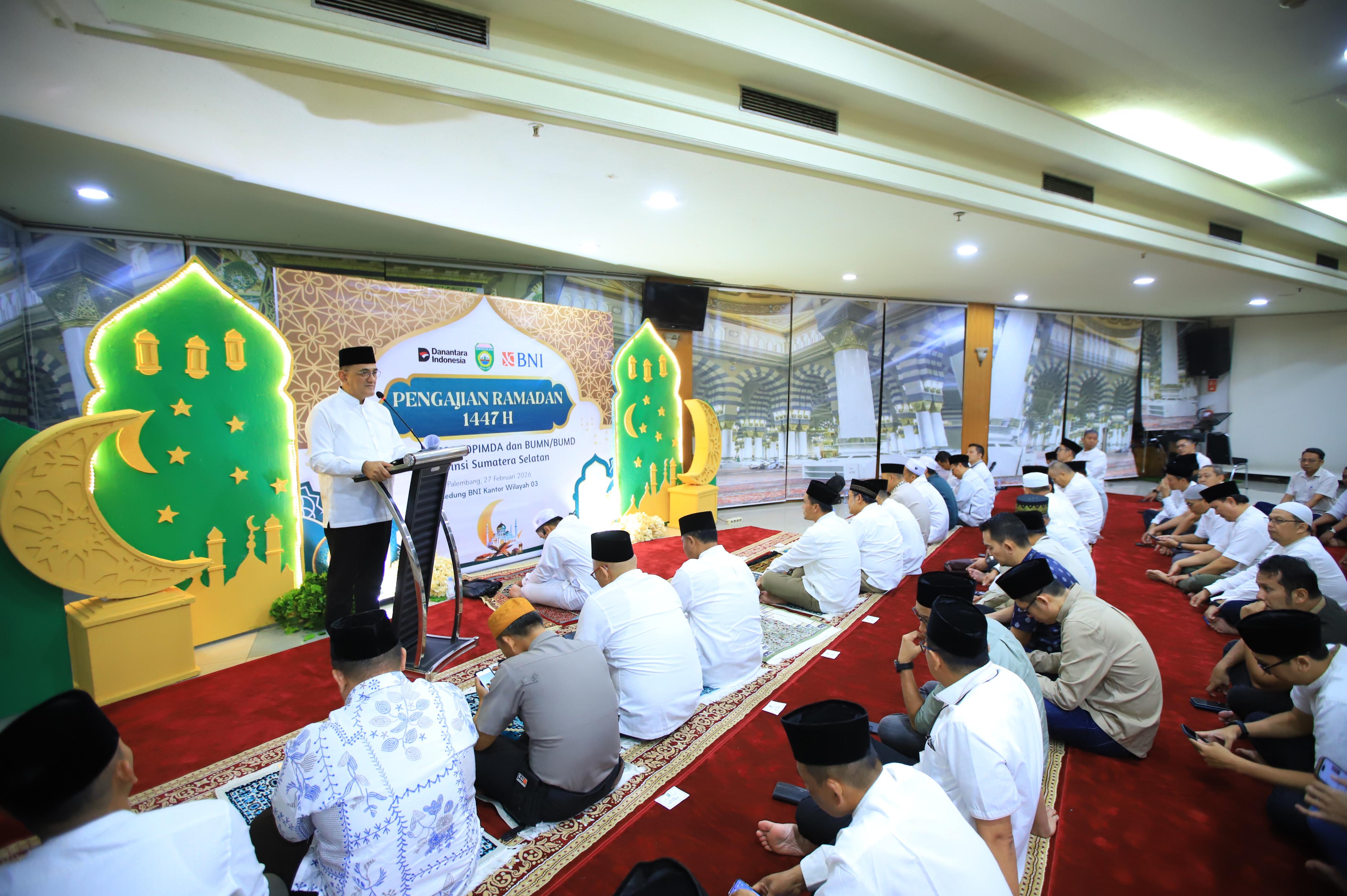 Sekda Edward Candra Ajak Perkuat Sinergi di Safari Ramadan Pemprov Sumsel Bersama BNI