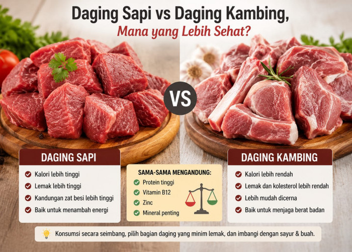 Daging Sapi vs Daging Kambing, Mana yang Lebih Sehat?