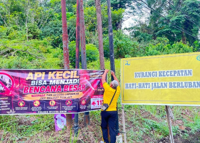 Cegah Karhutla, Polres Muara Enim Gencarkan Edukasi Lewat Spanduk