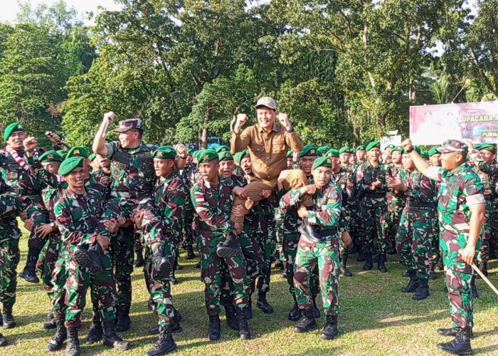 Bupati Muara Enim Sambut 450 Prajurit Satgas Pamtas Kewilayahan RI-PNG Yonif 141/AYJP