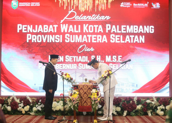 Pj Gubernur Sumsel Lantik Cheka Virgowansyah Sebagai Pj Walikota Palembang