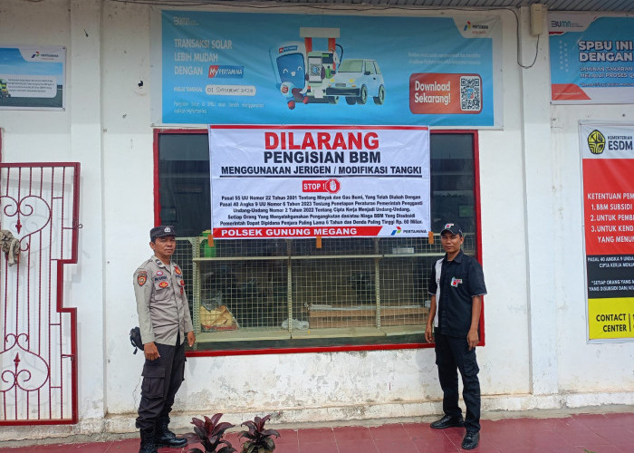Polsek Gunung Megang Tegaskan Larangan Pengisian BBM dengan Jerigen dan Tangki Rakitan