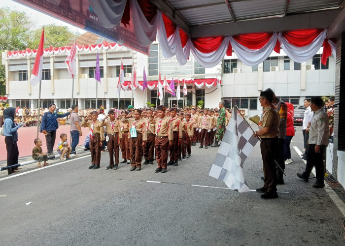 110 Regu Gerak Jalan Semarakkan HUT Pramuka dan Kemerdekaan RI Tingkat Kabupaten Muara Enim