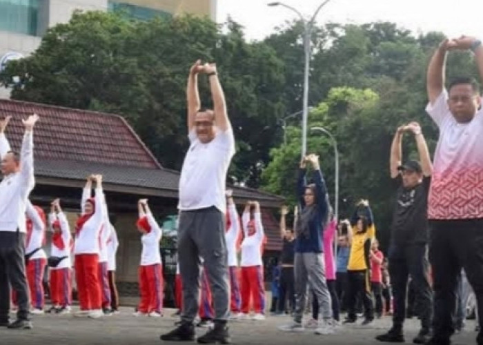 Sambut Pornas Korpri, Sekda Sumsel Laksanakan Senam Kebugaran Jasmani Bersama