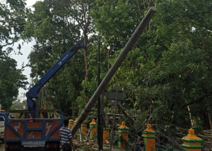 Angin Puting Beliung Robohkan 4 Tiang Listrik di Muara Enim, Sebanyak 400 Pelanggan Masih Padam