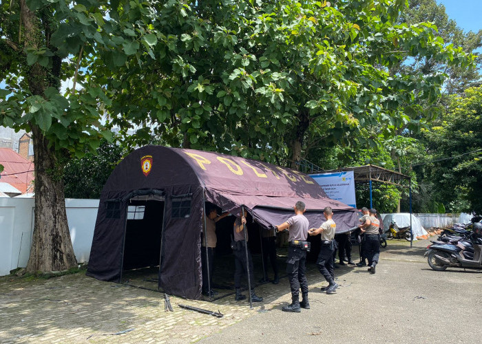 Pengamanan Pemilu 2024, Polres Muara Enim Dirikan Tenda Posko di Kantor KPU