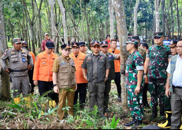 Pj Gubernur Bersama Kepala BNPB Tinjau Titik Karhutla Sekaligus Serahkan Bantuan di Gelumbang Muara Enim