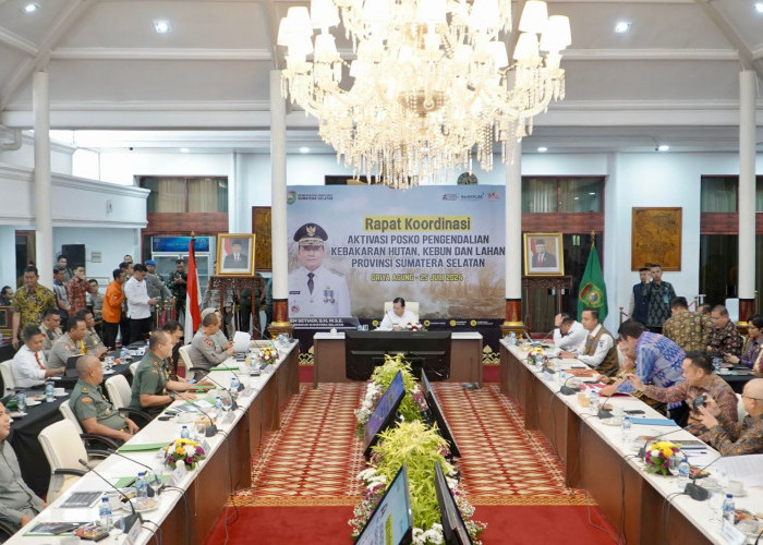 Pj Gubernur Sumsel Pimpin Rakor Aktivasi Posko Pengendalian Karhutla