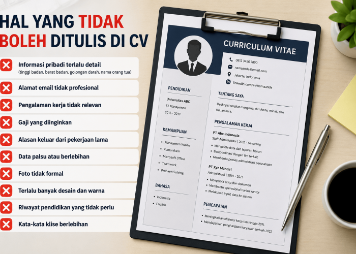 Kamu Wajib Tahu! Ini Hal yang Tidak Boleh Ditulis di CV Agar Tidak Langsung Ditolak HRD