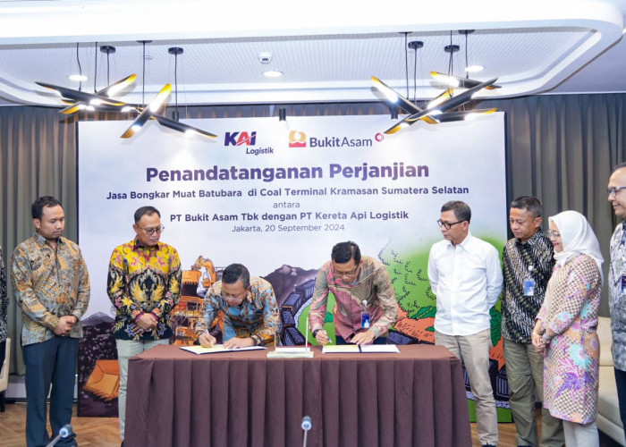 PT Bukit Asam dan KAI Logistik Teken Kerja Sama Jasa Bongkar Muat Batu Bara