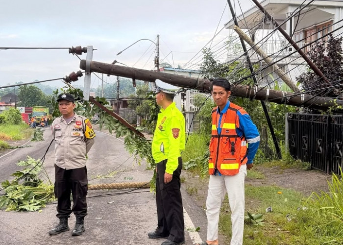 Truk Fuso Tabrak Tiang Listrik di Keban Agung, Sebabkan Pemadaman Berjam-jam