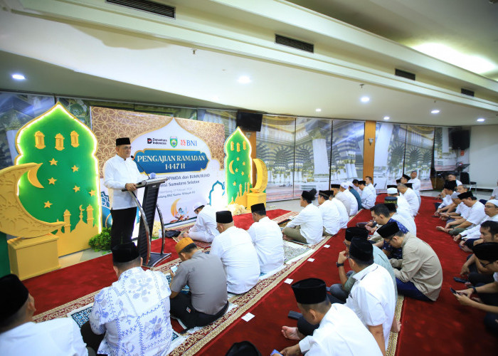 Sekda Edward Candra Ajak Perkuat Sinergi di Safari Ramadan Pemprov Sumsel Bersama BNI