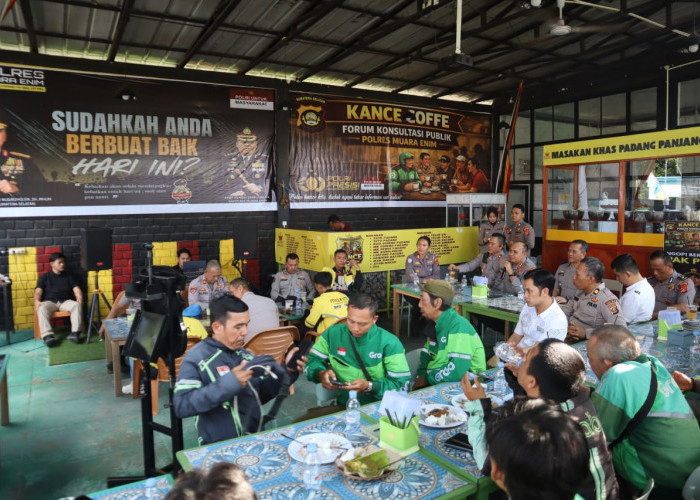 Polres Muara Enim Luncurkan Forum Konsultasi Publik Kafe Kance Coffee untuk Masyarakat dan Ojol