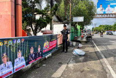 Satgas Humas Polres Muara Enim Pasang Spanduk Imbauan Mudik Aman